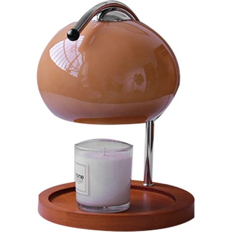 Aromalampe mit Wachsschmelzfunktion, Vintage-Holzregal, Glas-Kerzenwärmer, Nachttischlampe, stimmungsvolle Tischlampe, EU-Spannung 220 V (1/5)