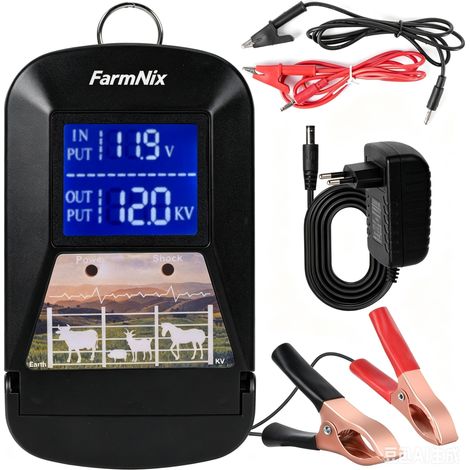 Électrificateur de clôture électrique avec affichage LED, 12 V 3J (1/5)