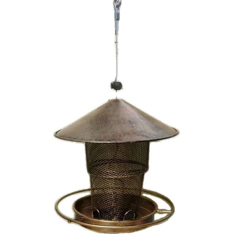 Mangeoire À Oiseaux - En Métal Fer - Pour Jardin Extérieur - Avec Drain Et Couvercle Amovible - 1 Pièce (1/5)