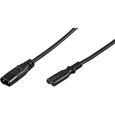 goobay Câble de rallonge C7/C8, 2 m, noir, fiche d'Appareil C8  prise d'Appareil C7, noir (97201)