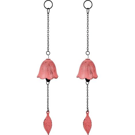 2 Paquet de Carillons Éoliens Japonais en Forme de Feuille Petit Pendentif Clochette à Vent pour L'Extérieur Carillon Éolien en Fonte Ornement pour Jardin Cour Ou Maison (Cerise) (1/5)