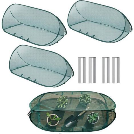 Lot de 4 protections de plantes pliables avec piquets - 99 × 40 × 40 cm - Filets de protection - Serre pliable (1/5)