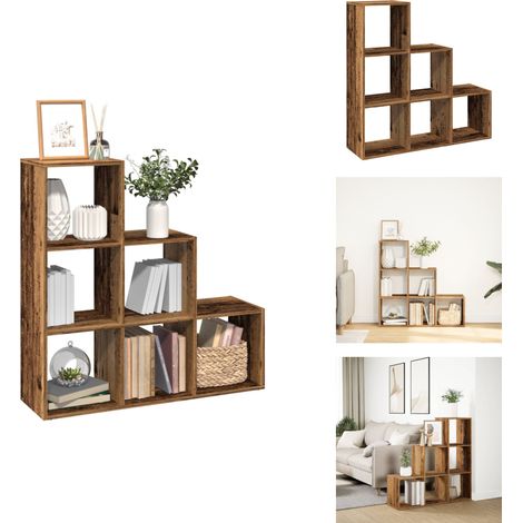 Raumteiler-Bücherregal 3 Etagen Altholz-Optik 99x29x99 cm - Raumteiler - Raumtrenner - Bücherregal - Raumteiler Bücherregal (1/5)
