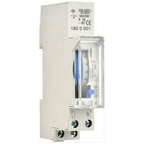 Temporizador mecánico de 24 horas, temporizador mínimo de 15 minutos, montaje en riel, batería integrada, SUL180a AC220-240V Gris - SUL180a AC220-240V Gris (1/5)
