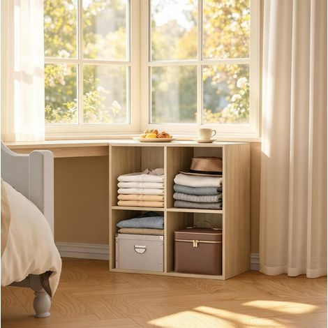 Libreria 60 x 60 x 29,5 cm con 4 vani, effetto quercia HAVRYA (1/5)