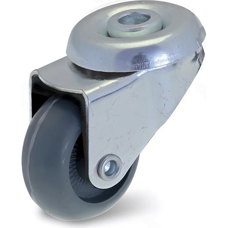 Roulette à oeil pivotante diamètre 32 mm Caoutchouc GRIS  - 20 Kg
