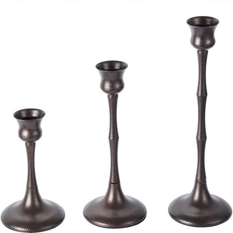 Ensemble de 3 bougeoirs décoratifs noirs mats pour cheminée, table à manger et décoration intérieure (1/5)