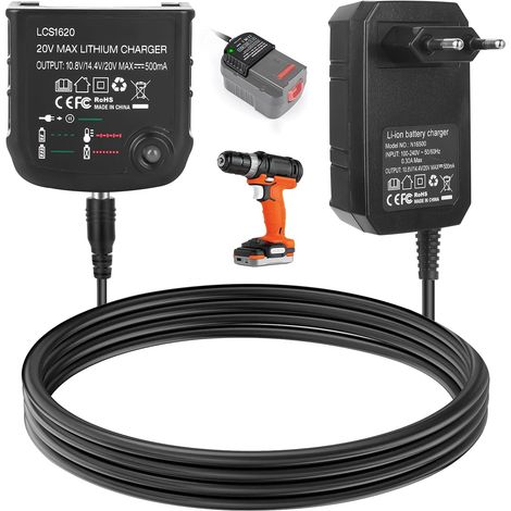 Chargeur Lithium 18V/20V Compatible pour Black & Decker Batterie Lithium ION BL2018 BL2018-XJ BL1518 LBXR20-OPE LBXR20 LB20 LBX20 LBX4020 LBXR20-OPE BL1514 LBXR16 LB2X4020 (1/5)