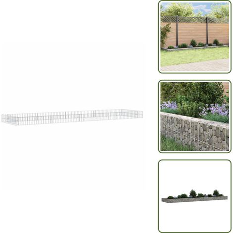 Lit surélevé à gabion Acier galvanisé 400x100x20 cm - Jardiniere Metallique - Bac Plante Exterieur - Border Fleuri - Gabion Jardin - Pot De Fleurs Design (1/5)
