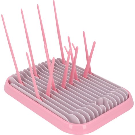 Porte-biberon pliable multifonction, séchoir à biberons détachable et portable, égouttoir pour bouteilles rose pour maison (1/5)