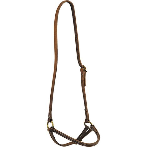 Chiudibocca western Pool's in cuoio artigianale con anelli, fibbiera colore ottone o inox - Cognac Marrone Chiaro Naturale