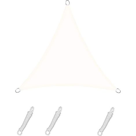 Voile d'ombrage Triangle 3.6x3.6x3.6m Color Crème,Toile Imperméable Une Protection des Rayons UV à 95%, pour en Plein air, Jardin & terrasse, Piscine (1/5)