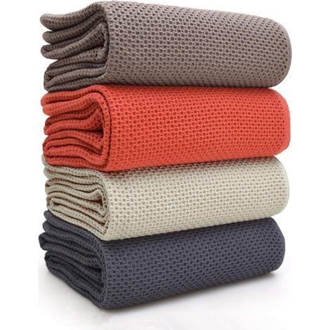 BRAVIX Serviette de cuisine en tissage gaufré, torchon de cuisine, chiffons de vaisselle, idéal pour la cuisine domestique, mouchoir de nettoyage, 33 x 71,1 cm, lot de 4 couleurs mélangées (1/5)