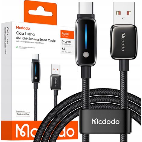Cable cargador Mcdodo USB-A USB-C de carga rápida para iPhone TIPO C 1M LED