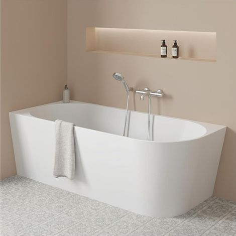 MILO Badewanne 150cm Vorwand Links - Komplett-Set Acryl Weiß