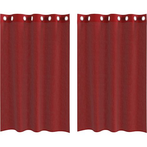 Maison Exclusive - Cortinas de gasa con ojales 2 uds rojo vino (1/5)