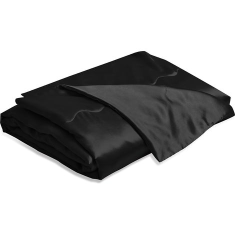 Couverture en satin 220 x 240 cm - Noir - Couverture de canapé - Couverture d'été rafraîchissante et soyeuse - Légère et douce - Satin brillant - Pour lit, canapé, chambre à (1/5)