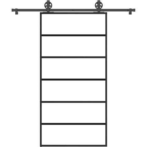 Sliding Door with Hardware Set 102x205 cm ESG Glass&Aluminium vidaXL (1/5)