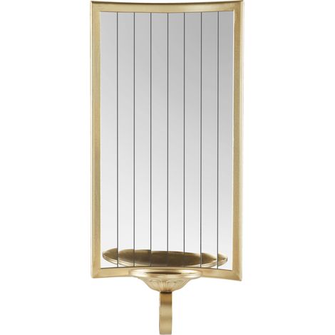 Candelerp de pared para 1 vela con espejo decoración minimalista dorado Sobreda (1/5)