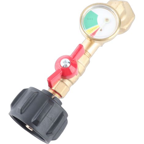 Adaptateur de recharge propane avec manomètre et vanne d'arrêt, coude gaz pour bouteille 1 lb et bouteille QCC1 1-20 lbs (1/5)