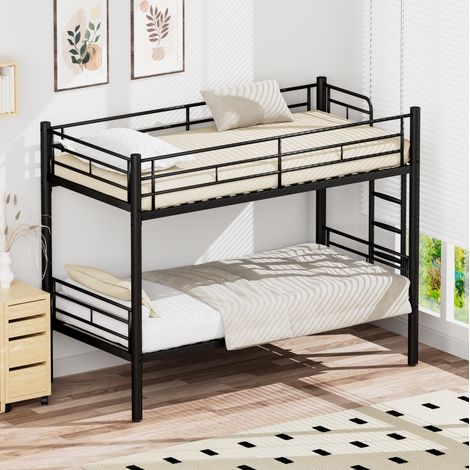 MEUBLIV Lit superposé 90x200 cm noir – modulable en 2 lits, sans matelas (1/5)
