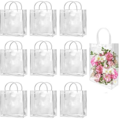 NTHProducts, Bolsas de regalo transparentes, Bolsas de PVC reutilizables, 10 unidades, 23 x 17 x 7 cm, Bolsas de transparentes, Transparentes (1/5)