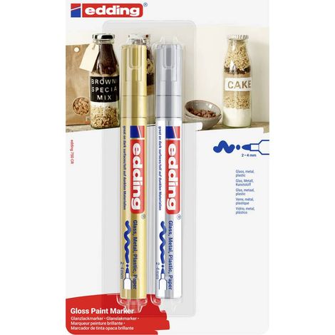 Edding 750 4-750-2-1-53-54 Marcatore a vernice Oro, Argento 2 mm, 3 mm, 4 mm (1/5)