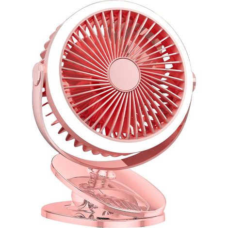 Ventilateur de camping avec lumières LED et pince, ventilateur à piles avec pince, ventilateur rechargeable USB pour voiture, camping-car ou tente (1/4)