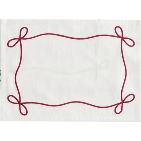 Serviette de table style nordique, motif nœud brodé, en coton et lin, tissu absorbant et résistant à la chaleur. (1/5)