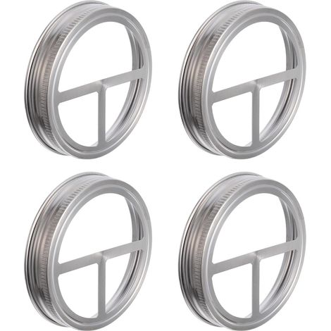 Lot de 4 couvercles de rechange pour bocaux Mason, type fendu, diamètre intérieur 86 mm, en acier inoxydable, pour le rangement dans la cuisine et comme porte-brosses à dents. (1/5)