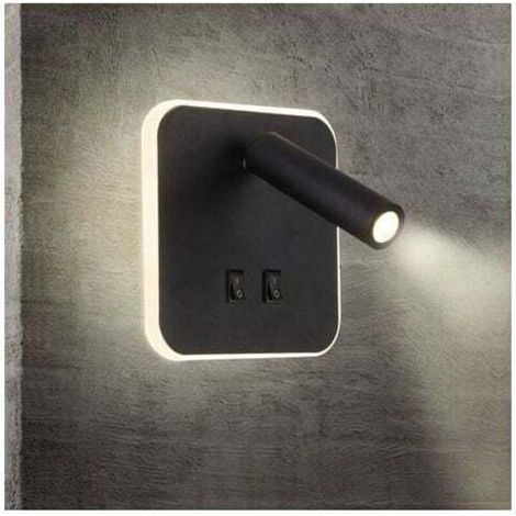 Lampe de chevet LED AIPERQ, applique murale d'intérieur pour hôtel, lampe de chevet, lampe murale de couloir avec interrupteur, noir, 13 W (carrée)