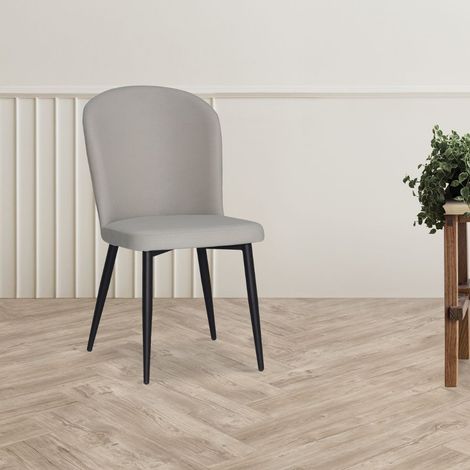4er Set Sessel Barka Anka 04 in hellgrau mit schwarzen Füßen, 50 x 60 x 87 cm