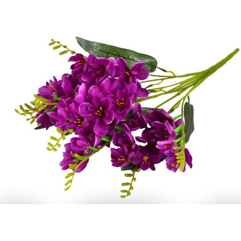 Bouquet de 2 freesias artificiels (9 tiges, 53 cm, violet) KSC-102A