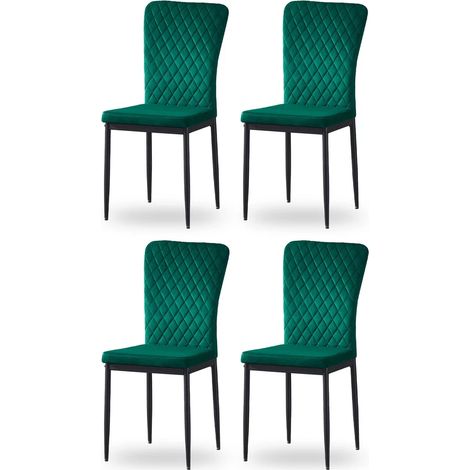 Set of 4 Velvet Dining Chairs High Back Kitchen Counter chairs home & restaurants & Lounge Leisure & Living Room & Office(Green,4pcs)