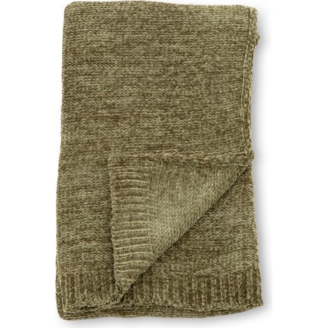 Plaid Chenille "Ally" 130x170cm Vert Mousse (1/5)