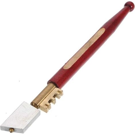 Heavy-duty diamond-tipped glass cutter, brass glass cutting tool kit, glass cutter with wooden handle (1/5)