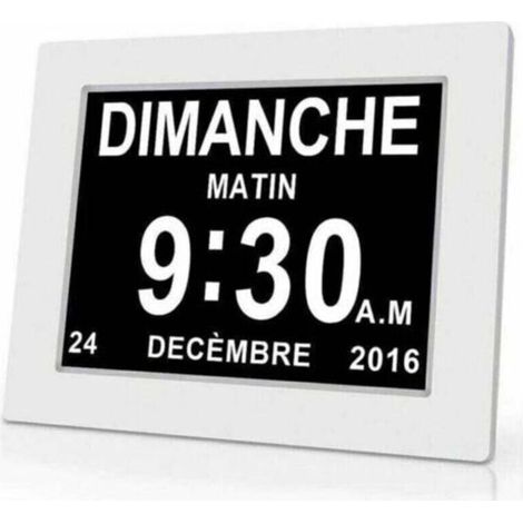Horloge calendrier numérique One Piece 7 pouces avec date et heure, XU, Horloge Alzheimer pour parents, Rappel de médicaments pour grands-parents et enfants - Blanc - 20.414.32.4cm (1/4)