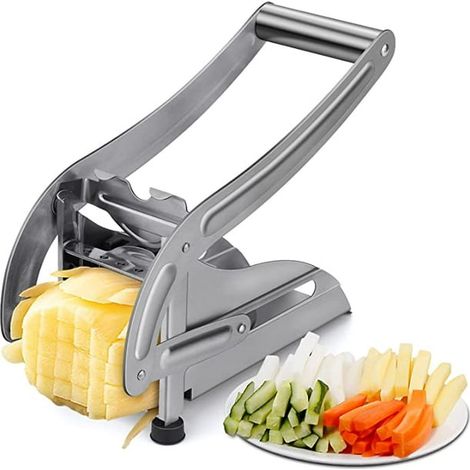 Coupe-frites en acier inoxydable épais, trancheur de pommes de terre, découpe légumes pour oignons carottes fruits, outil de cuisine robuste pour frites maison (1/5)