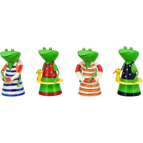 4 rane in abito, set di piccole rane decorative in metallo