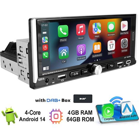 Autoradio 1 DIN avec écran Android 14 Carplay Navi Bluetooth WIFI - 4+64G  DAB+ (1/5)