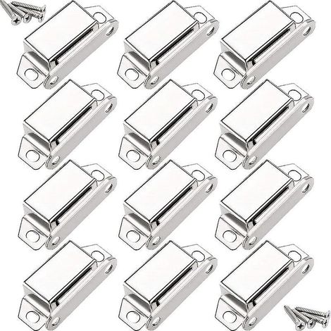 12 Pices Loqueteaux Magntiques Porte En Acier Inoxydable 45mm Aimant Porte Loquet Pour Meubles Tiroirs Armoire Avec Vis (1/5)