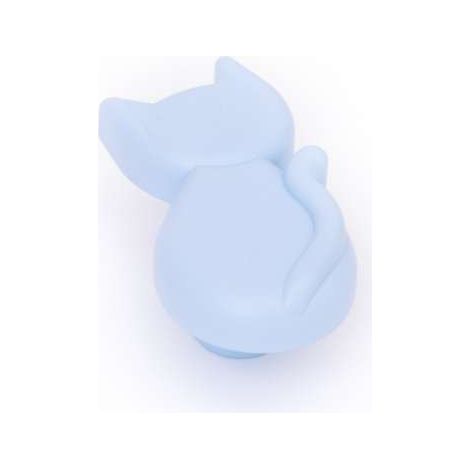 POMOLO GATTO PLASTICA AZZURRO