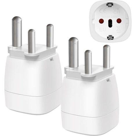 Set of 2 adapters type M, for France toward Afrique of Sud, Mozambique, Bhoutan, Namibie, Botswana, travel, 2 to 3 pins (1/4)