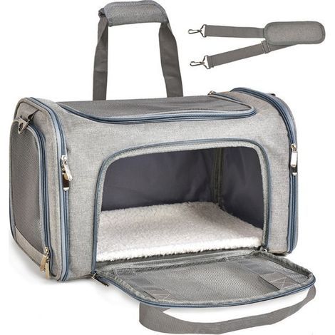 ZOLGINAH Transporttasche für Katzen und Hunde, atmungsaktive Schultertasche für kleine Haustiere, weich, leicht, komfortabel, ideal für Auto-, Zug- und Flugreisen, 43 x 28 x 28 cm (1/5)