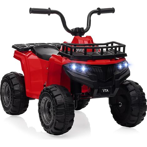 Quad eléctrico infantil 12V ATV – 4 ruedas, 2 velocidades, neumáticos dentados, LED, música – Para niñas y niños de 2-5 años - Rojo