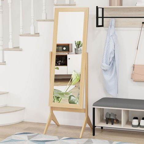 Miroir en pied grand miroir de sol inclinaison réglable pour dressing chambre 47 x 46 x 148 cm en chêne (1/5)
