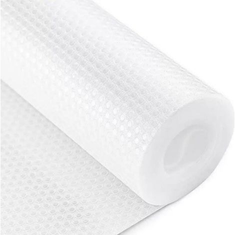 Rouleau Tapis d'étagère EVA transparent texturé, antidérapant sans colle, imperméable lavable, protection tiroir placard cuisine chaussures (1/3)