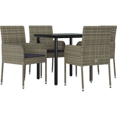 Muebles de comedor muebles de jardín y cojines 5 piezas negro y gris 020014864