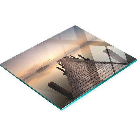 Tabla de cocina de vidrio duradera y elegante con diseño de muelle de lago, 60x52 cm. (1/5)