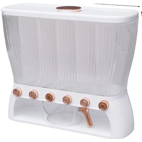 Dispensador de alimentos secos, 6 compartimentos, diseño fácil de usar, BLANCO (1/2)